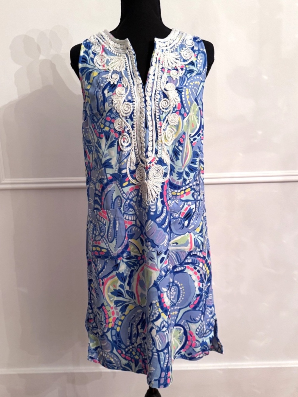 Lilly Pulitzer Carlotta Stretch Shift Dress Sz 6 Blue Periwinkle Lobster Print